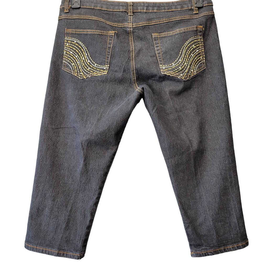 Zzvet Capri Blue Jeans Stretch Preppy Embroidered Studs Classic Womens Size 12